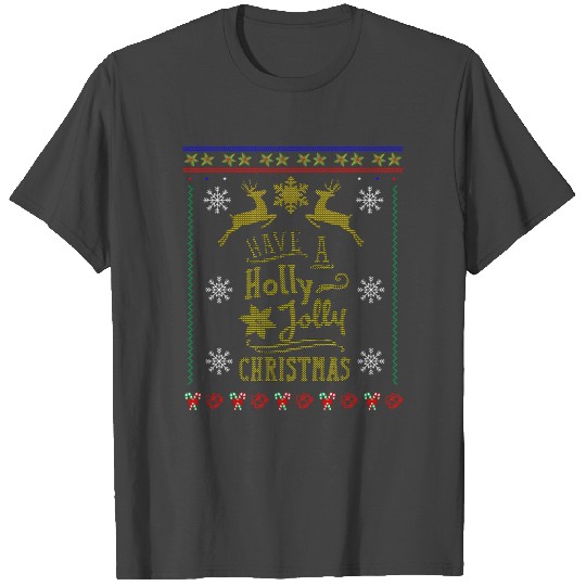 Ugly Christmas Sweater HOLLY JOLLY Christmas T Shirts