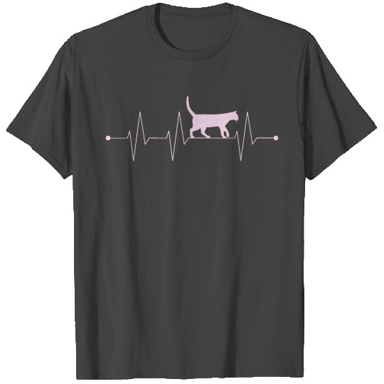 Cat Owner Love Heartbeat Pink EKG T Shirts