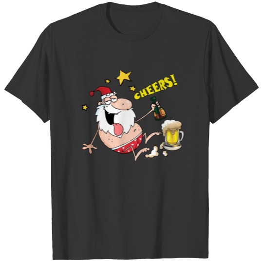 Cheers with Santa Claus, gift idea to xmas T-shirt