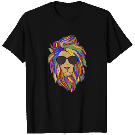 Lion with Rainbow Mane - Cool Wild Animal T Shirts