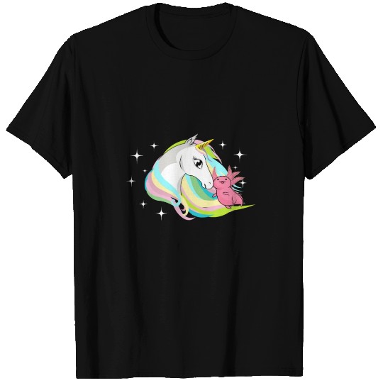 Axolotl Salamander With Pretty Unicorn T Shirts