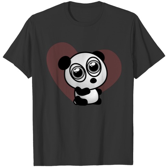 Cute panda motif with googly eyes and pink heart T Shirts