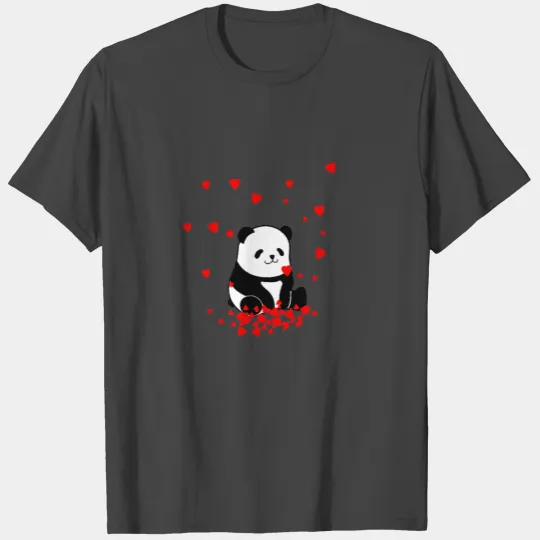 Cute Panda Valentine's Day Gift Love red Hearts T Shirts