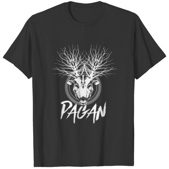 Pagan Witchcraft Metal Goat with Tree Antlers T Shirts