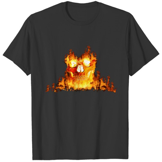 Burning Skull Halloween Scary Face Ghost Design T-shirt