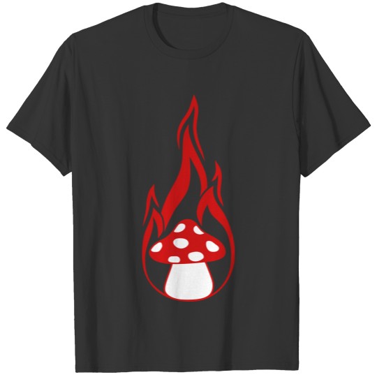 burn fire flames hot mushroom fly agaric red dots T Shirts