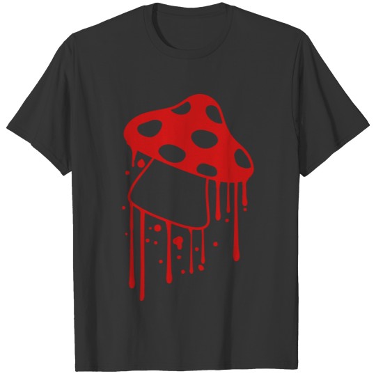 blood graffiti drop stamp mushroom fly agaric red T Shirts