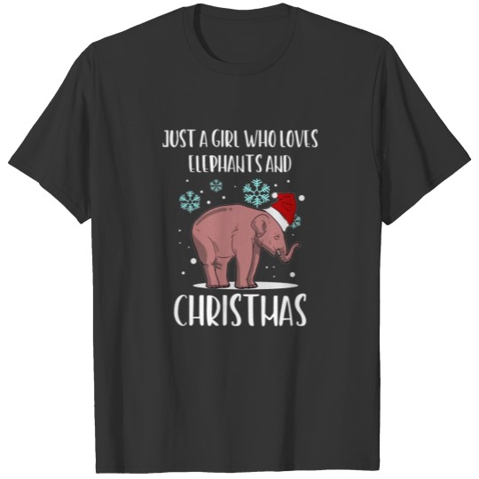 Christmas Elephant Santa Hat Snow T-shirt