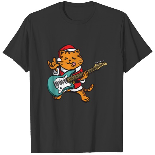 Guitar Player Cat Metal Fan Funny Christmas Gift T Shirts
