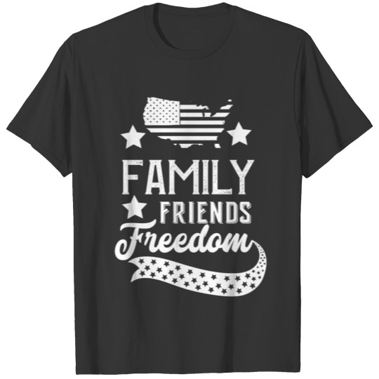 Family Friends Freedom USA American Flag Design T-shirt
