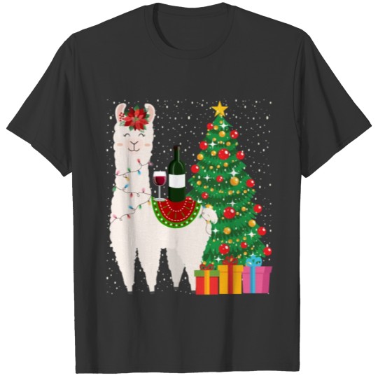 Christmas Wine Christmas Llama Sweater T Shirts