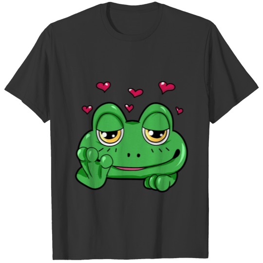 Cute Frog Cartoon Happy Funny Present Romantic T-shirt