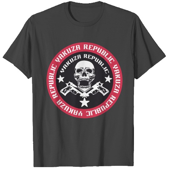 YAKUZA Republic SKULL GUNS BWR T Shirts