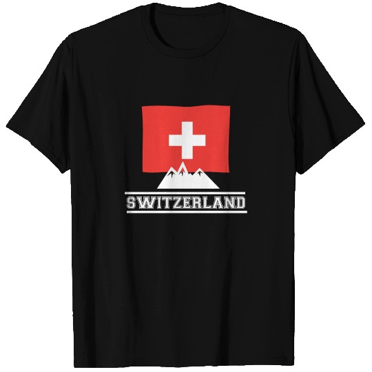 Switzerland Flag with Alps T Shirts