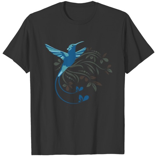 Blue hummingbird with ornaments T Shirts