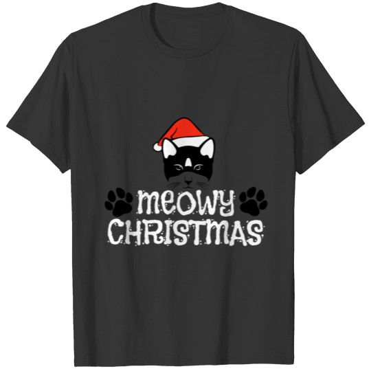 Cat Christmas Meow Santa Funny Gift T Shirts
