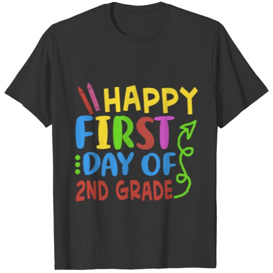happy first day of second grade book notebook teac T Shirts