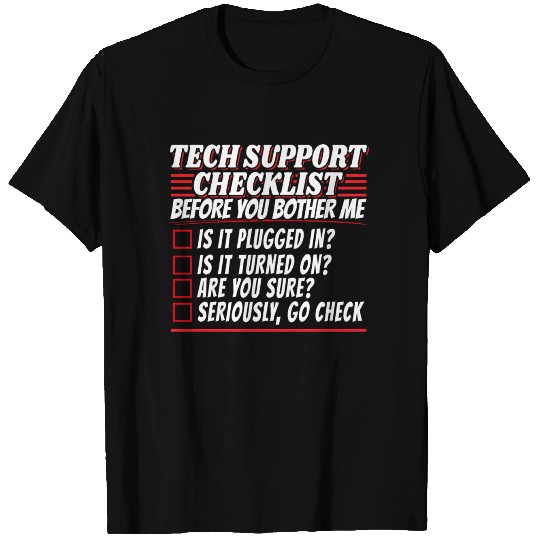 Tech Support Checklist Helpdesk Admin Computer T Shirts