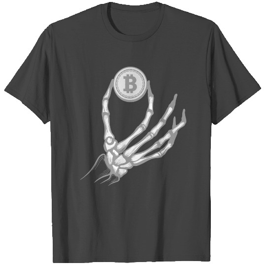 Skeleton Hand With Bitcoin T Shirts
