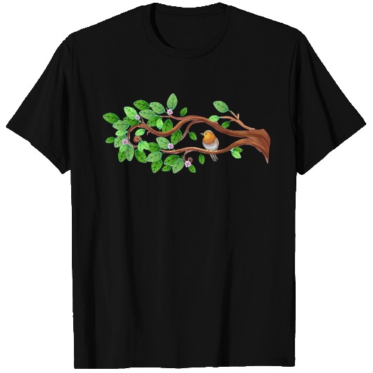 tree flowers bird T Shirts