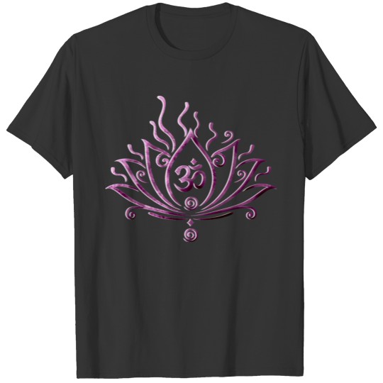 Lotus with Om symbol. Yoga, Purple, T Shirts