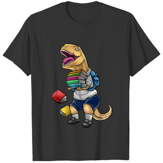 Funny Tyrannosaurus Rex With Books | School T Shirts