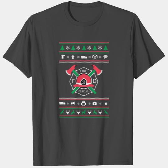Firefighter Ugly Christmas Sweater T Shirts