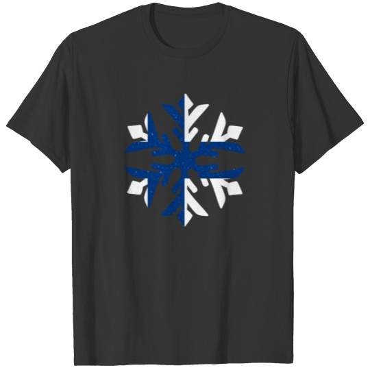 Finland Flag Winter Snowflake Design T-shirt