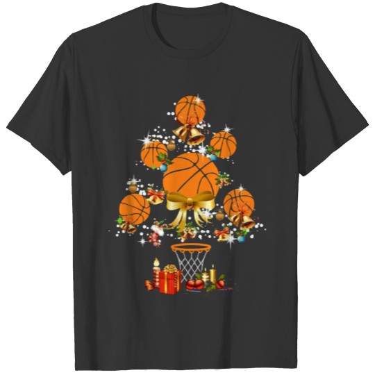BasketBall Christmas Tree gift for you funny count T-shirt