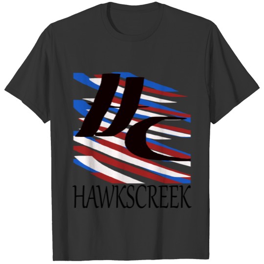 HAWKSCREEK STRIPeS blue black red white. T-shirt