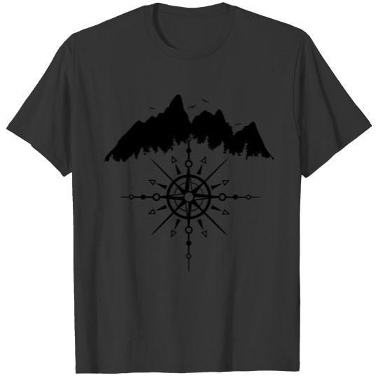 Mountains Silhouette Forest Sun Totem Wind Rose T Shirts