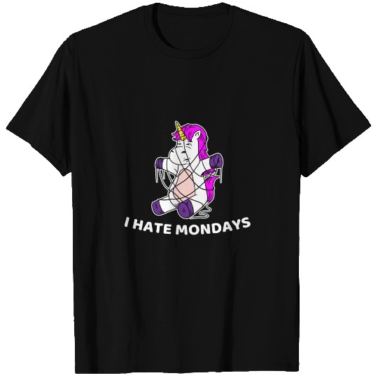Unicorn I hate Mondays Trapped in a Cable T Shirts