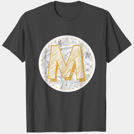 Monogram Letter M Names Emblem 0957-M-BR T Shirts