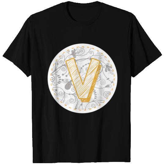Monogram Letter V Names Emblem 0957-V-BR T Shirts