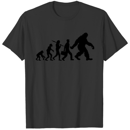 evolution man walking running sideways bigfoot sil T-shirt