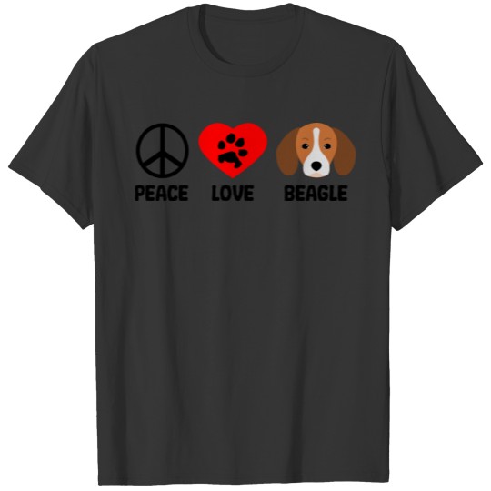 Peace Love Beagle Dog Face Gift T Shirts