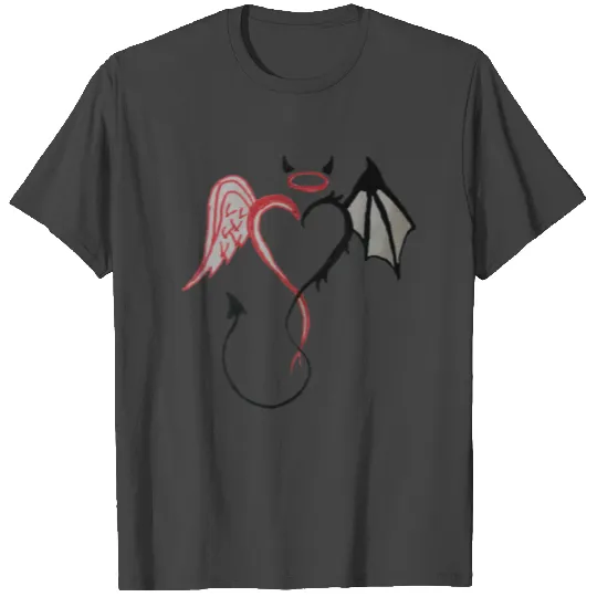 Angel Devil heart Red T Shirts