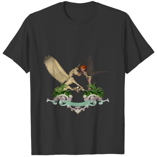 Cute little fairy with pegasus T-shirt