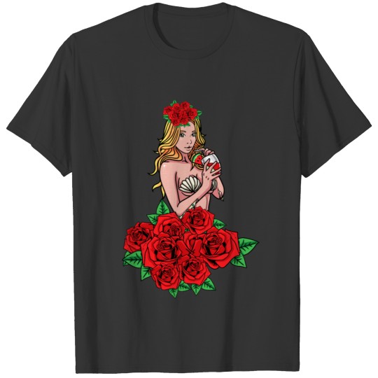 Mermaid Girl Fantasy Karibik Roses Party Cute T Shirts