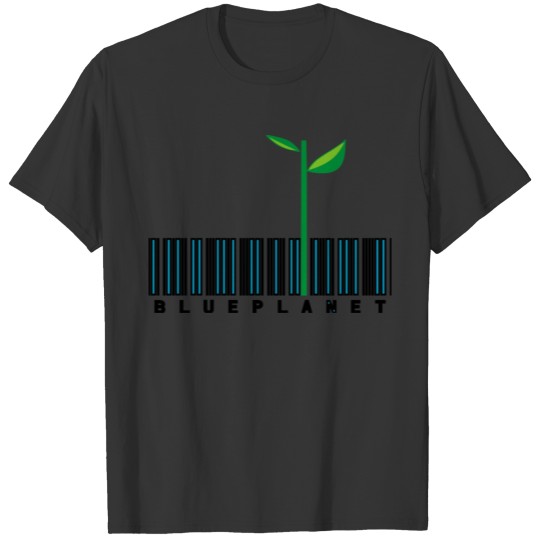 Blue planet barcode black T Shirts