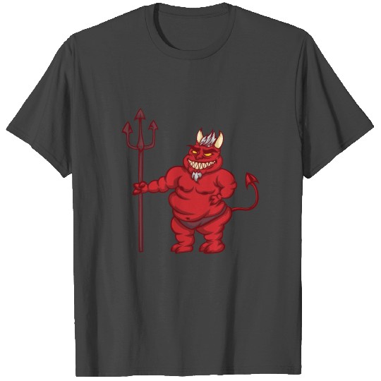 Hell devil fat red foot eat fun fork comic gift T Shirts