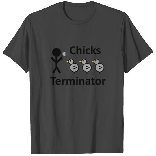 Chicks Terminator - Stick Figure - black T Shirts