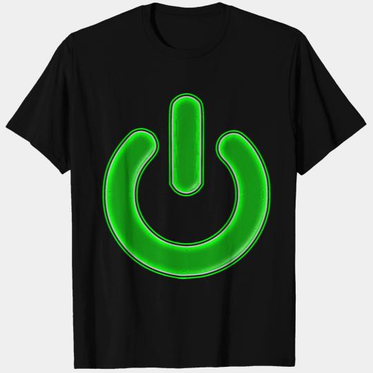 Computer Power Button Lime Green Simulated Glow T Shirts
