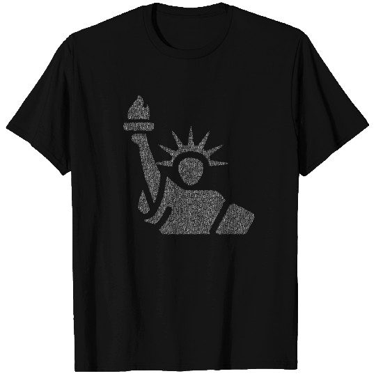 Binary Wordcloud in Statue of Liberty Form (whites T Shirts