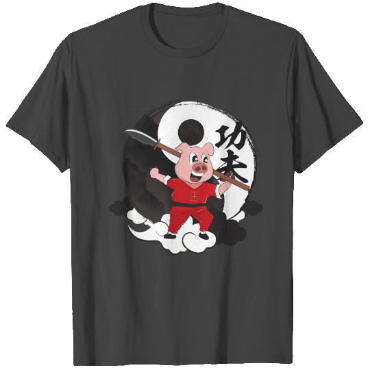 Kung Fu Yin Yang Pig Piggy Gift Saber T Shirts