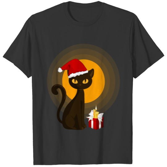Black Santa Cat T-shirt