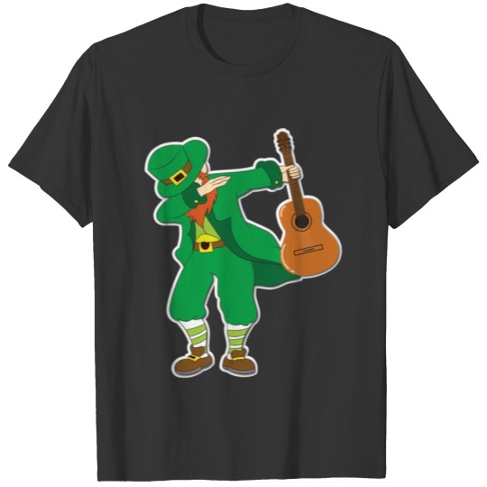 St Patricks Day Dabbing Leprechaun Electric Guitar T-shirt
