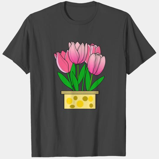 Pink tulip in pot T Shirts