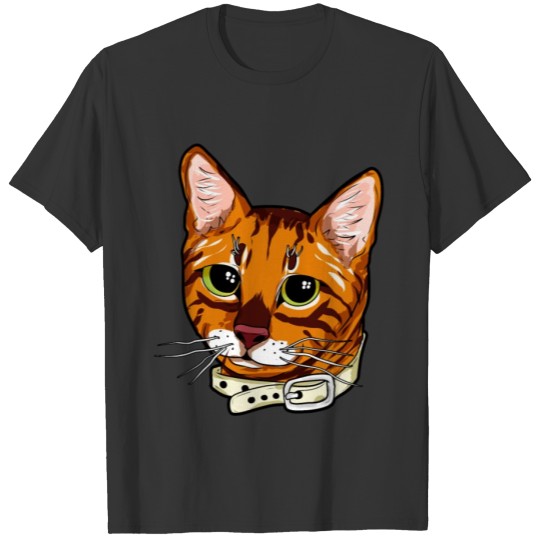 Toyger Cat face Cats orange cute funny gift comic T Shirts