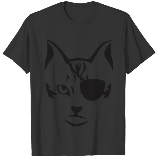Head Pirate Cat Black T-shirt
